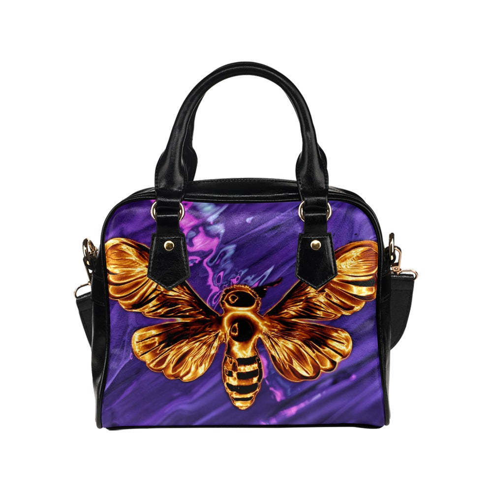 Eye Dropping BUhmayzing Signature Modern Chic Deep Purple Handbag Bee logo View