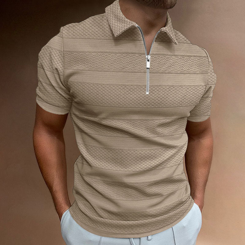 Men's Spring Solid Color Short-sleeved Lapel Shirt