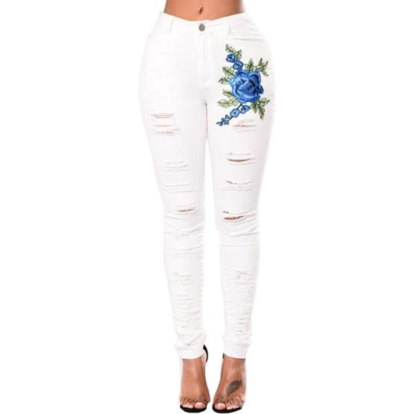 Get ready to channel your inner fashionista with our Ripped Rose Labeled Ladies Denim Jeans. Made with durable denim, these jeans feature trendy rips and a unique rose label to add that perfect touch of edginess to any outfit. Stay confident and stylish with these must-have jeans.
