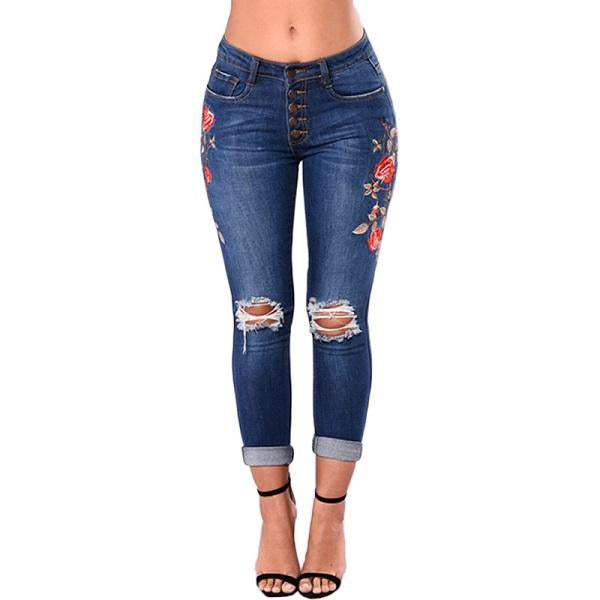 Get ready to channel your inner fashionista with our Ripped Rose Labeled Ladies Denim Jeans. Made with durable denim, these jeans feature trendy rips and a unique rose label to add that perfect touch of edginess to any outfit. Stay confident and stylish with these must-have jeans.