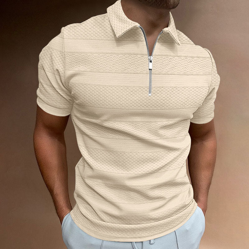 Men's Spring Solid Color Short-sleeved Lapel Shirt