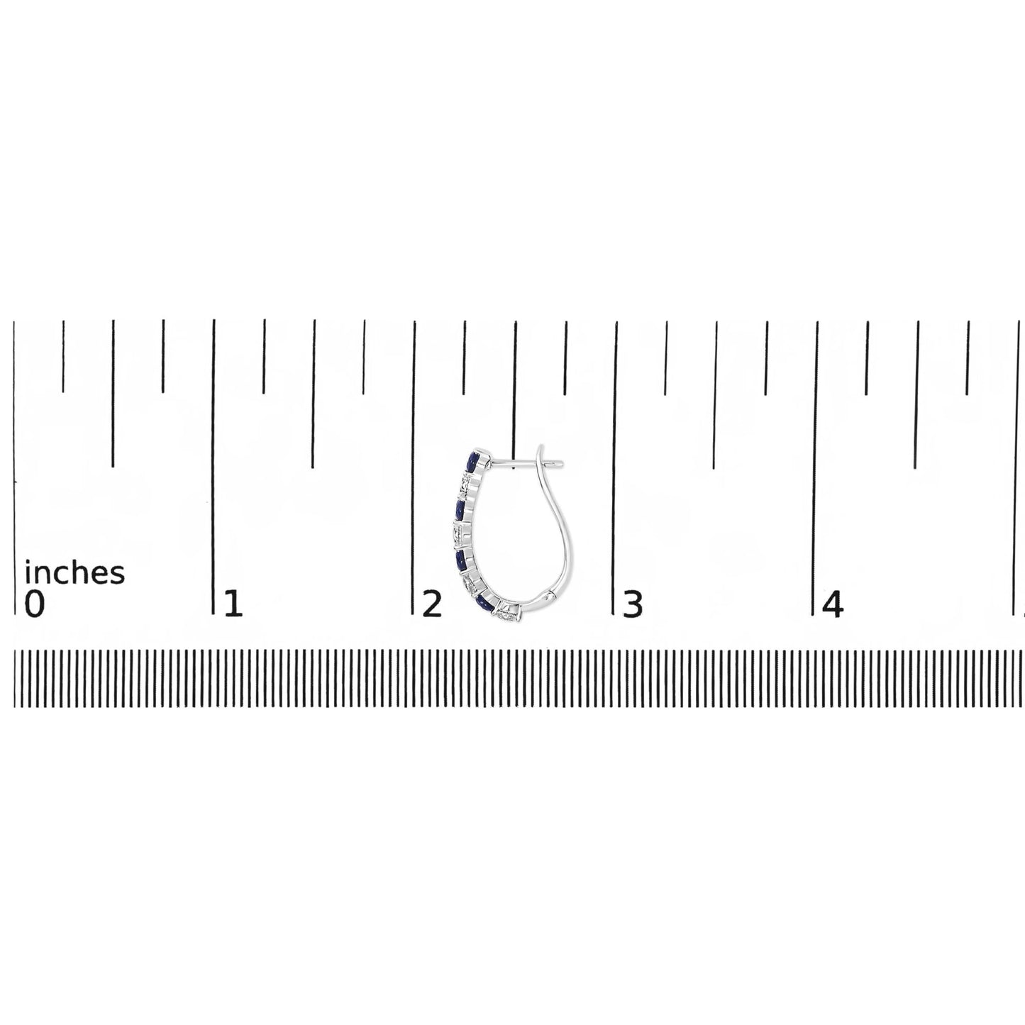 .925 Sterling Silver Created Blue and White Sapphire Hoop Earrings