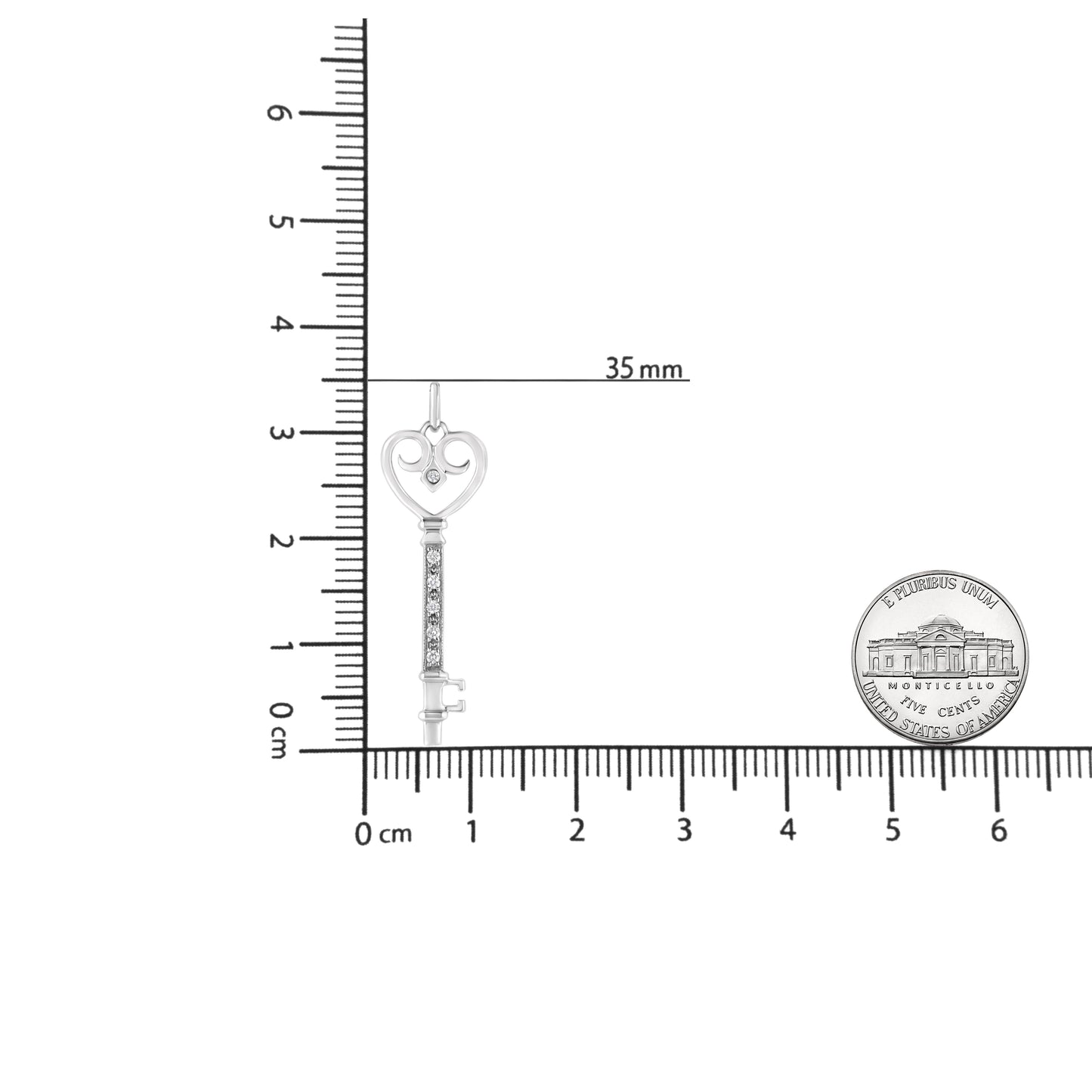 .925 Sterling Silver Pave and Bezel-Set Diamond Accent Key 18in Heart and Lock Pendant Necklace (K-L Color, I1-I2 Clarity)