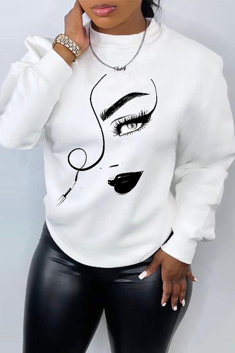 Women's Chic Printed Crew Neck Sweatshirt