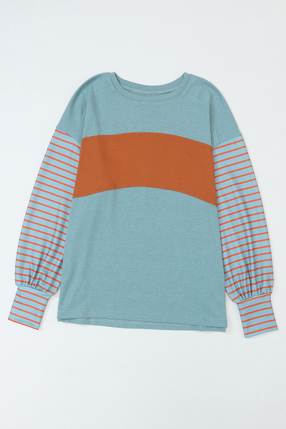 Detail view Aqua Green Colorblock Striped Blouse
