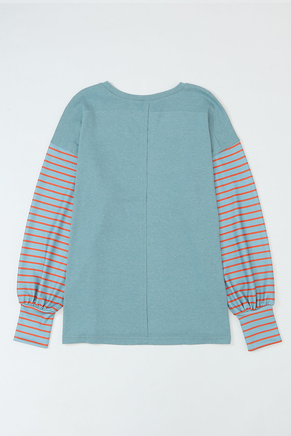 Aqua Green Colorblock Striped Blouse detailed back view