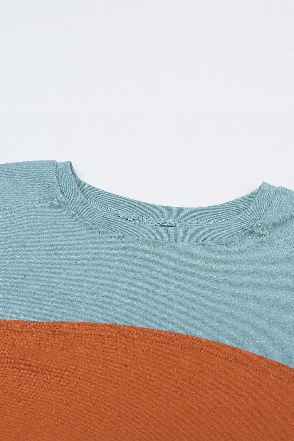 Close up detail view Aqua Green Colorblock Striped Blouse front
