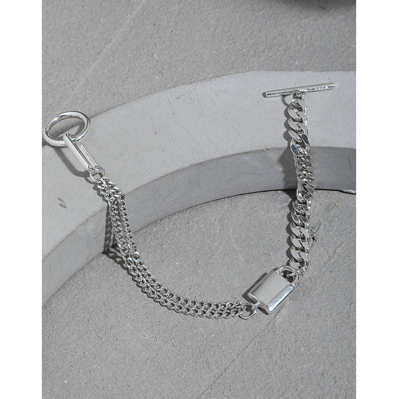 OT Curb Chain 925 Sterling Silver Rhodium Plated Bracelet