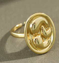 Geometric Ellipse 925 Sterling Silver Adjustable Ring gold plated