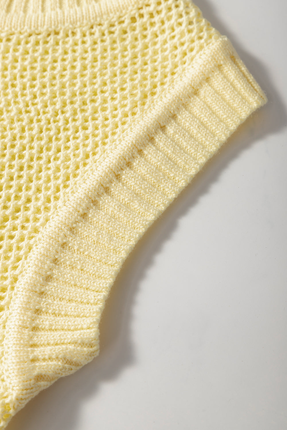 Women's Yellow Hollowed Knit Sweater Vest detailed view