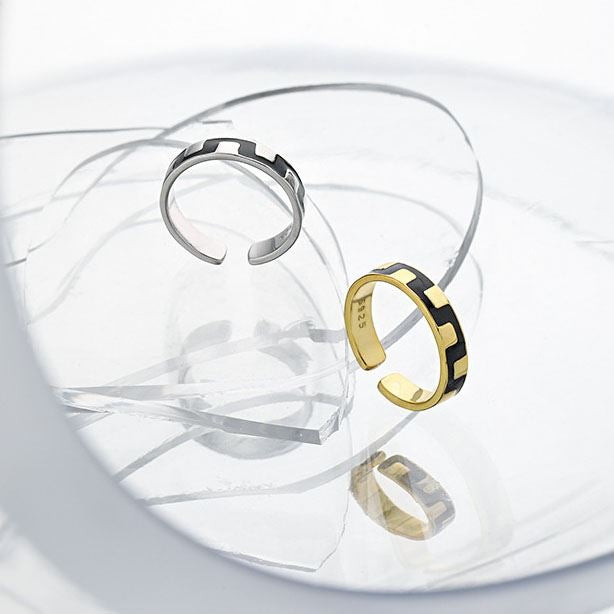 Irregular Wave 925 Sterling Silver Ring and gold plated together
