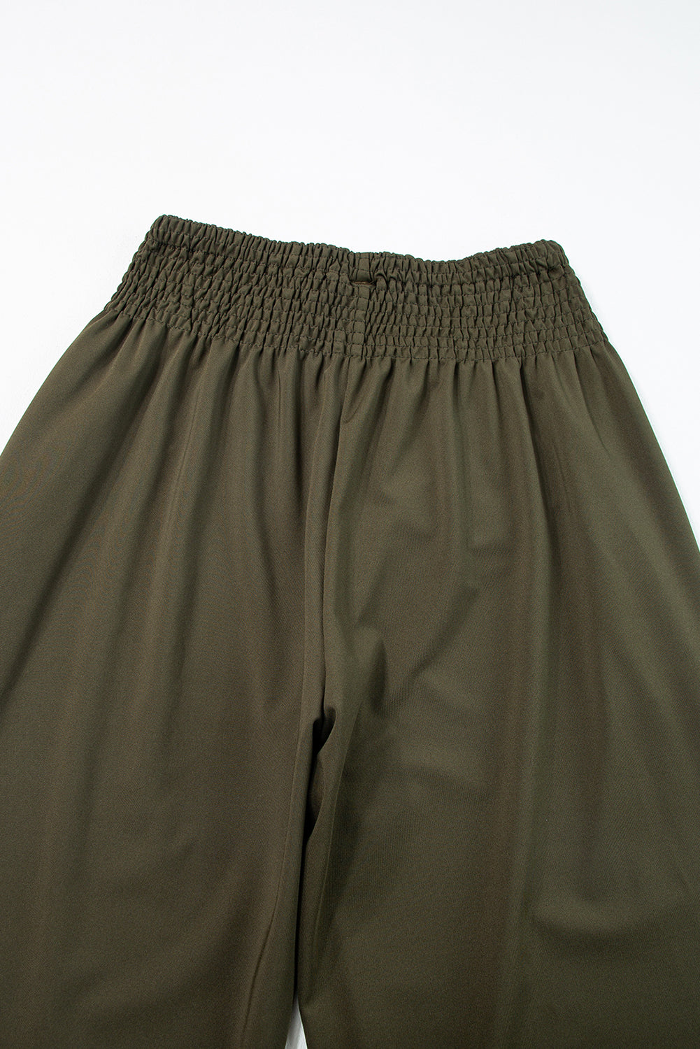 Green Smocked High Waist Fashionable Joggers – close up