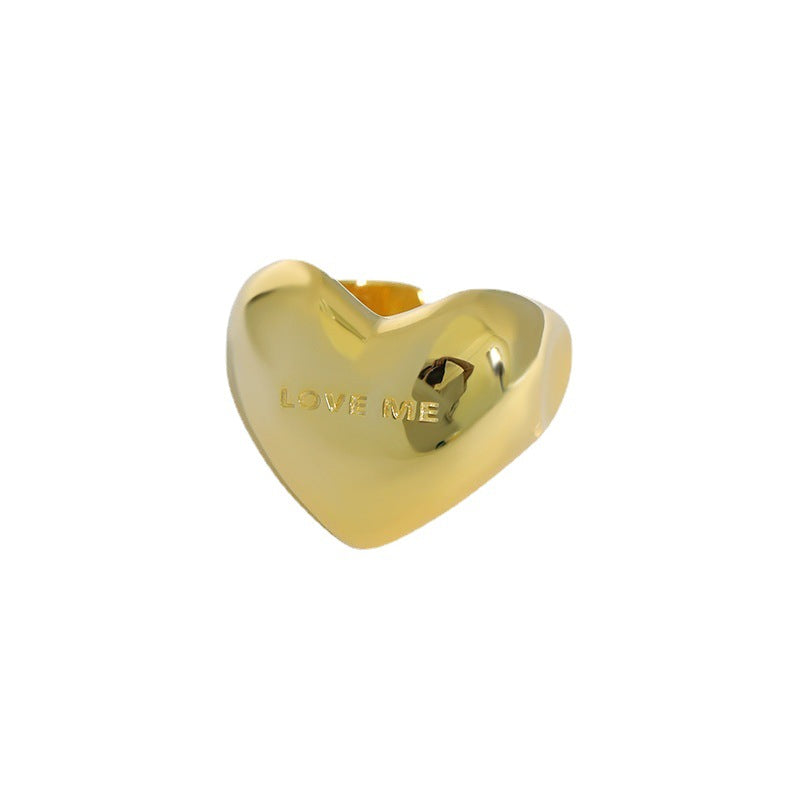 925 Sterling Silver "LOVE ME"statement Heart Ring gold plated