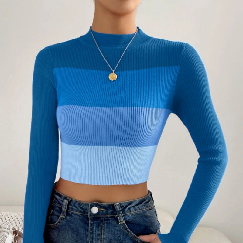 Women's Midriff Striped Slim-fit Sweater