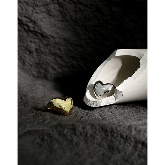 925 Sterling Silver "LOVE ME"statement Heart Ring Gold & Rodium plated