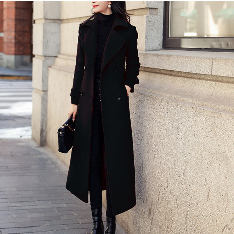 Women's Woolen Extended Suit Collar Trench Coat