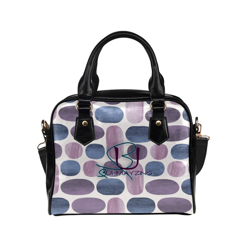 Eye Dropping BUhmayzing Signature Modern Chic Spotted Purple Handbag BU logo View