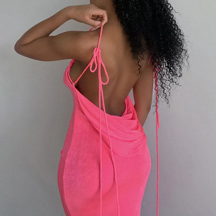 Sexy Chic Backless Lace-Up Maxi Dress