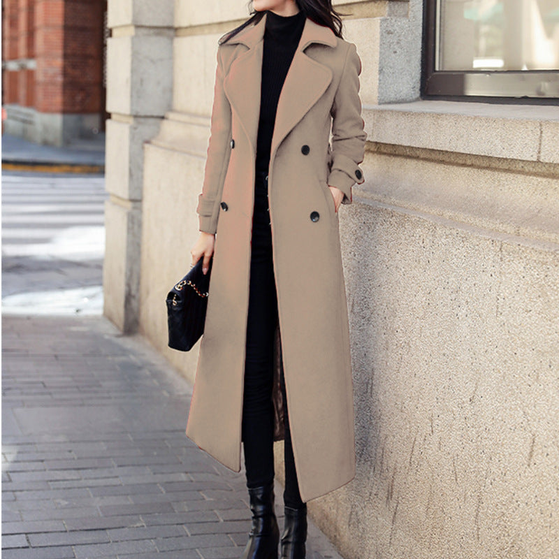 Women's Woolen Extended Suit Collar Trench Coat