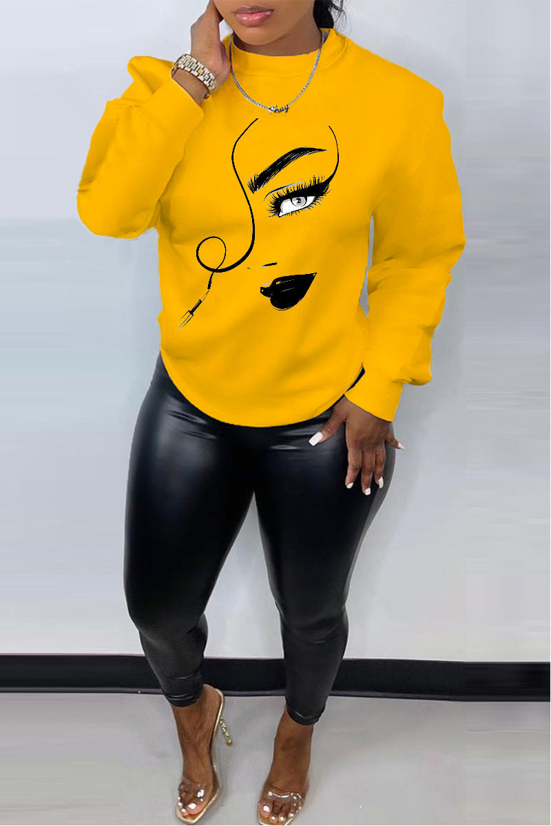 Women's Chic Printed Crew Neck Sweatshirt