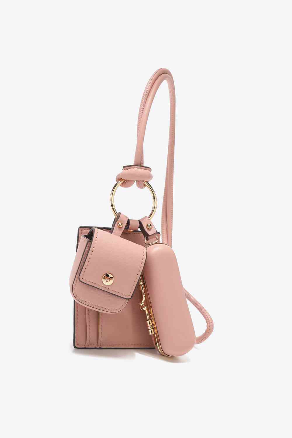 Fabulous Pink Women's Vegan Leather 3-Piece Lanyard Set