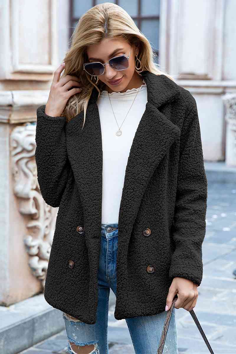 Chic Lapel Collar Sherpa Coat