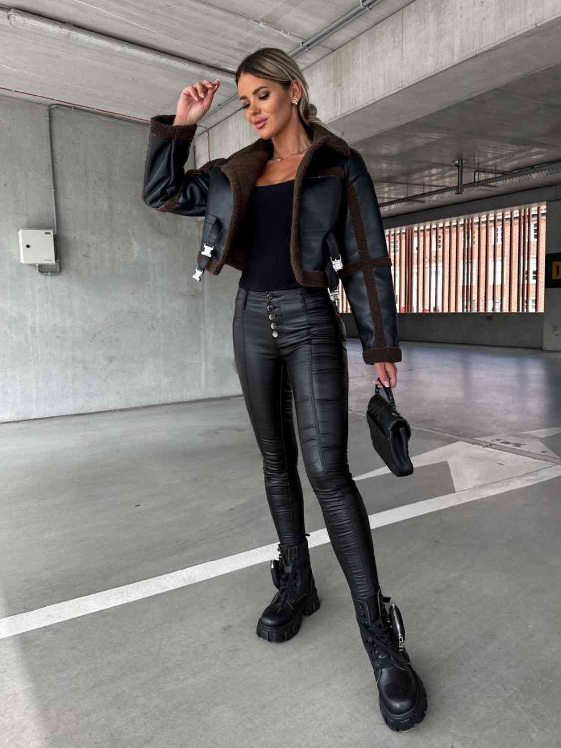 Ladies Cotton Collared Buckle Detail Jacket