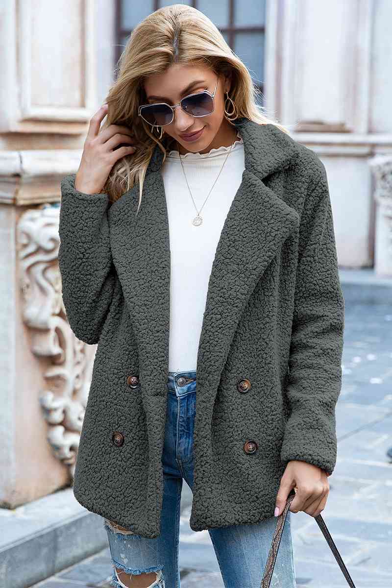 Chic Lapel Collar Sherpa Coat