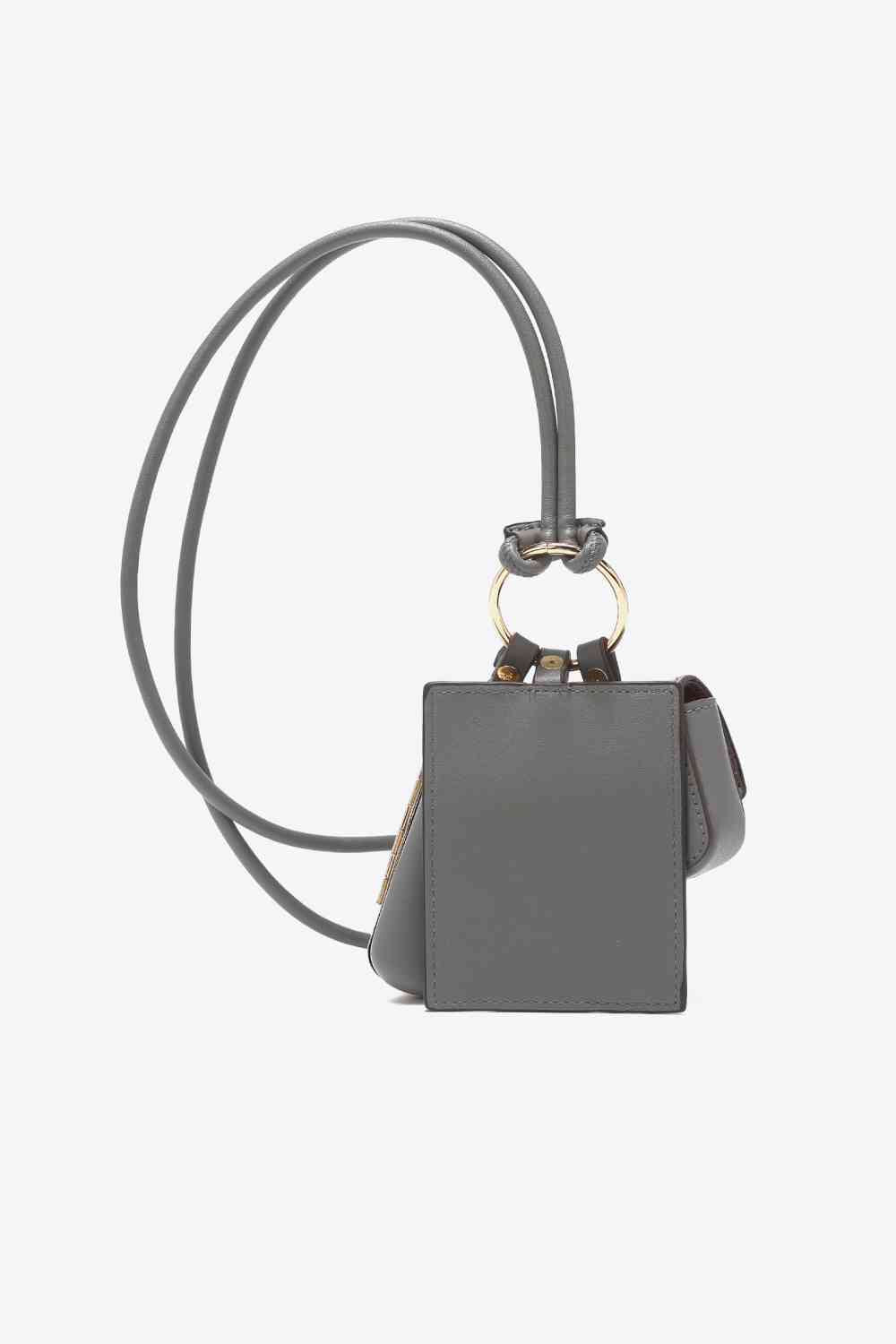 Fabulous Gray Women's Vegan Leather 3-Piece Lanyard Set back view