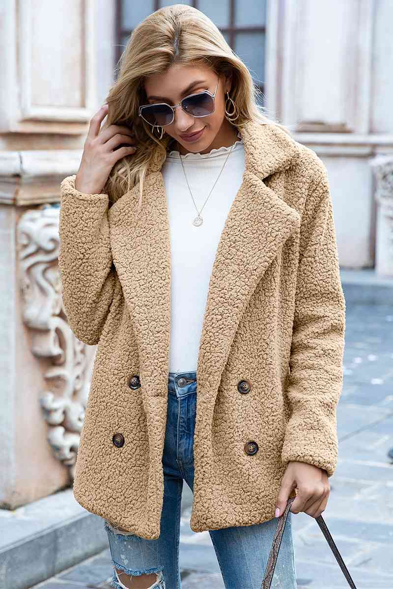 Chic Lapel Collar Sherpa Coat