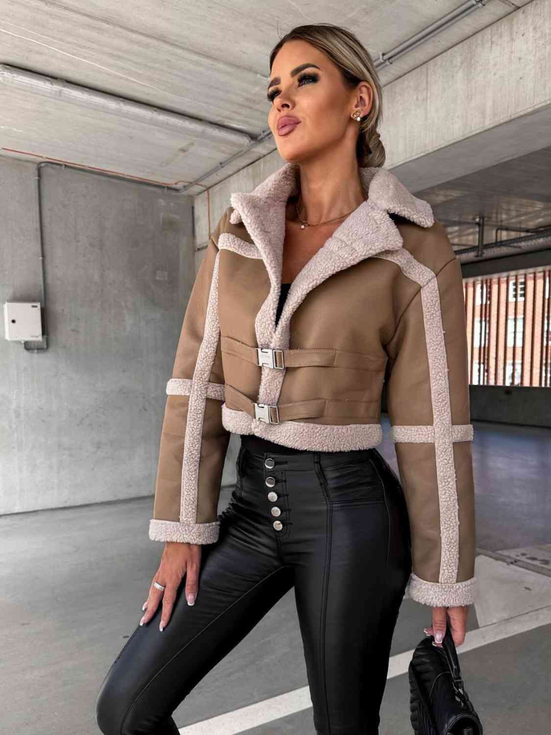 Ladies Cotton Collared Buckle Detail Jacket