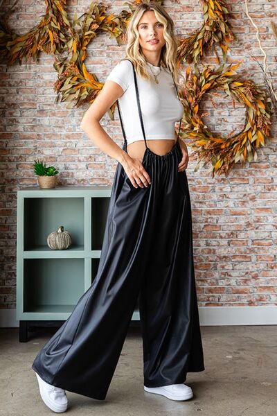 Women's First Love Drawstring Spaghetti Strap Wide Leg Overall