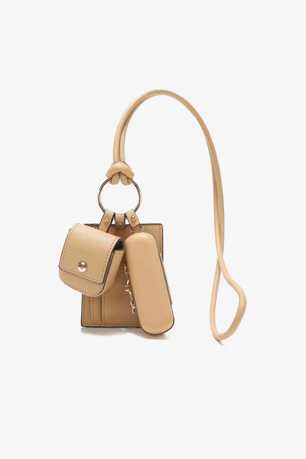 Fabulous khaki Women's Vegan Leather 3-Piece Lanyard Set