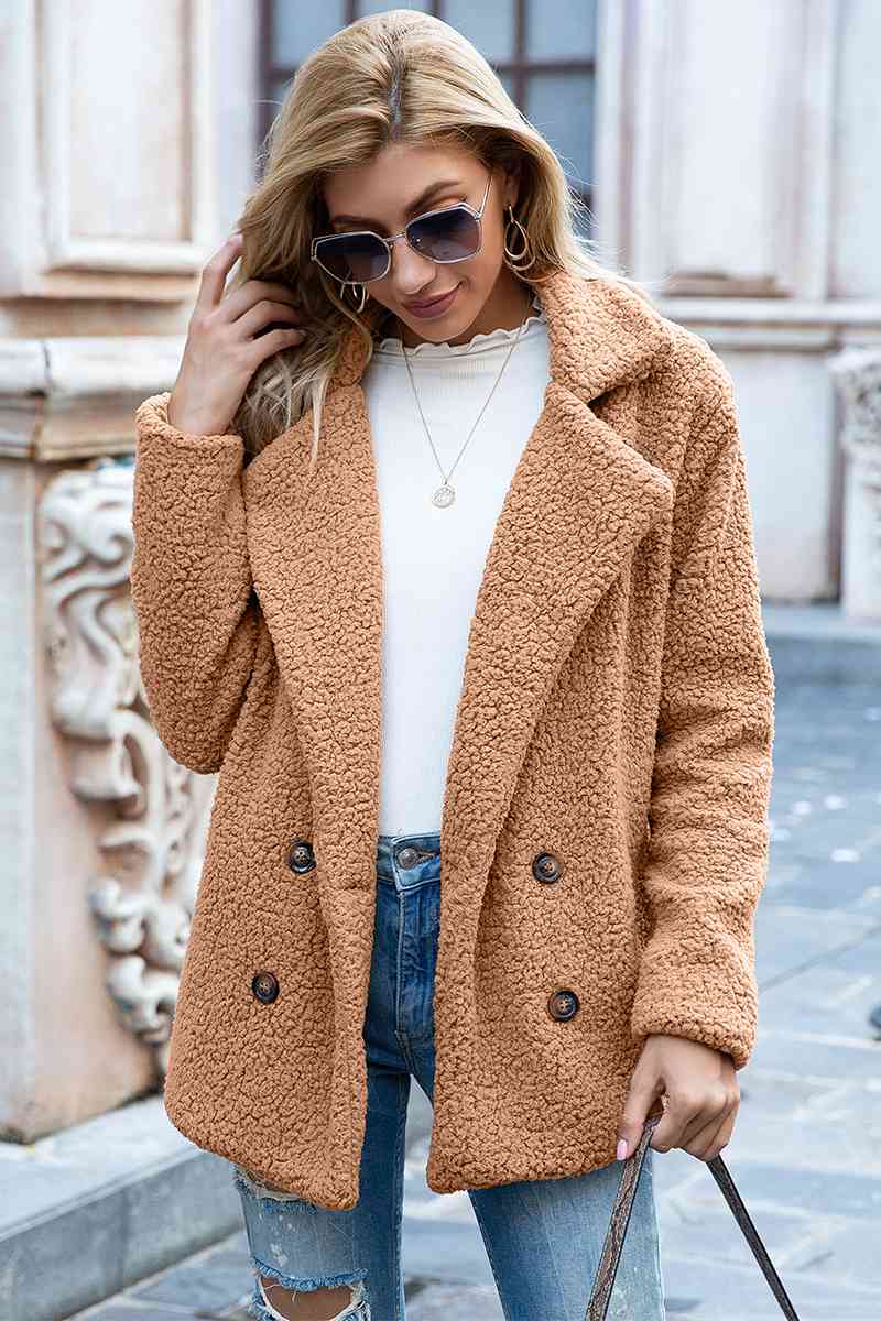 Chic Lapel Collar Sherpa Coat