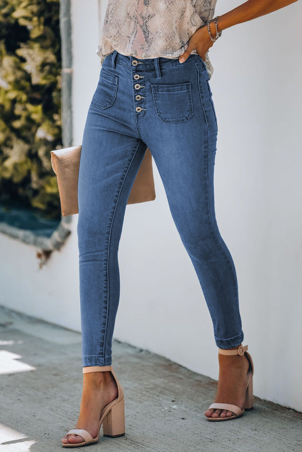 Women's Button Fly Skinny Jeans