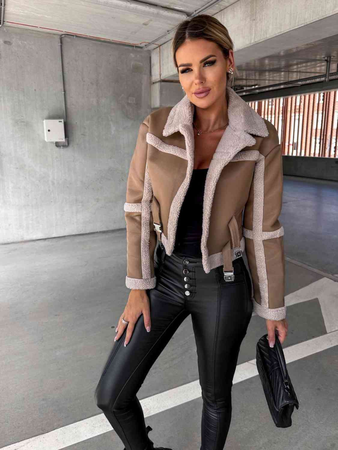 Ladies Cotton Collared Buckle Detail Jacket