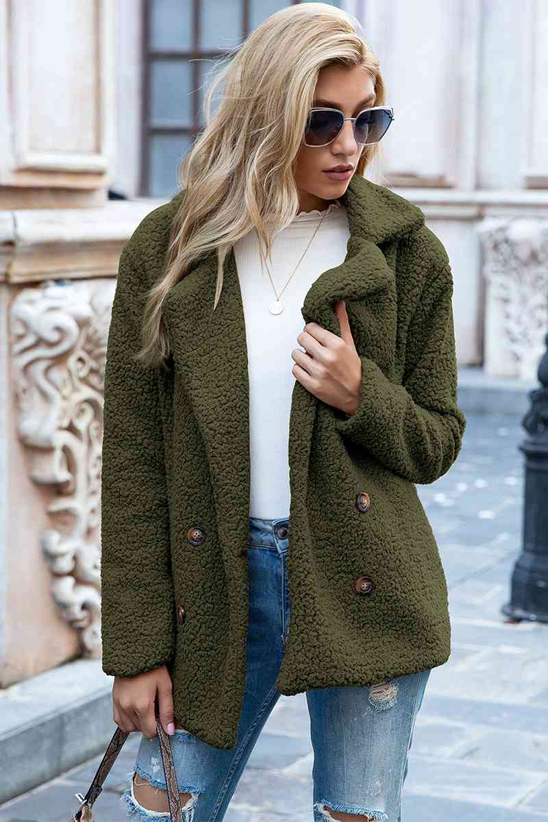Chic Lapel Collar Sherpa Coat