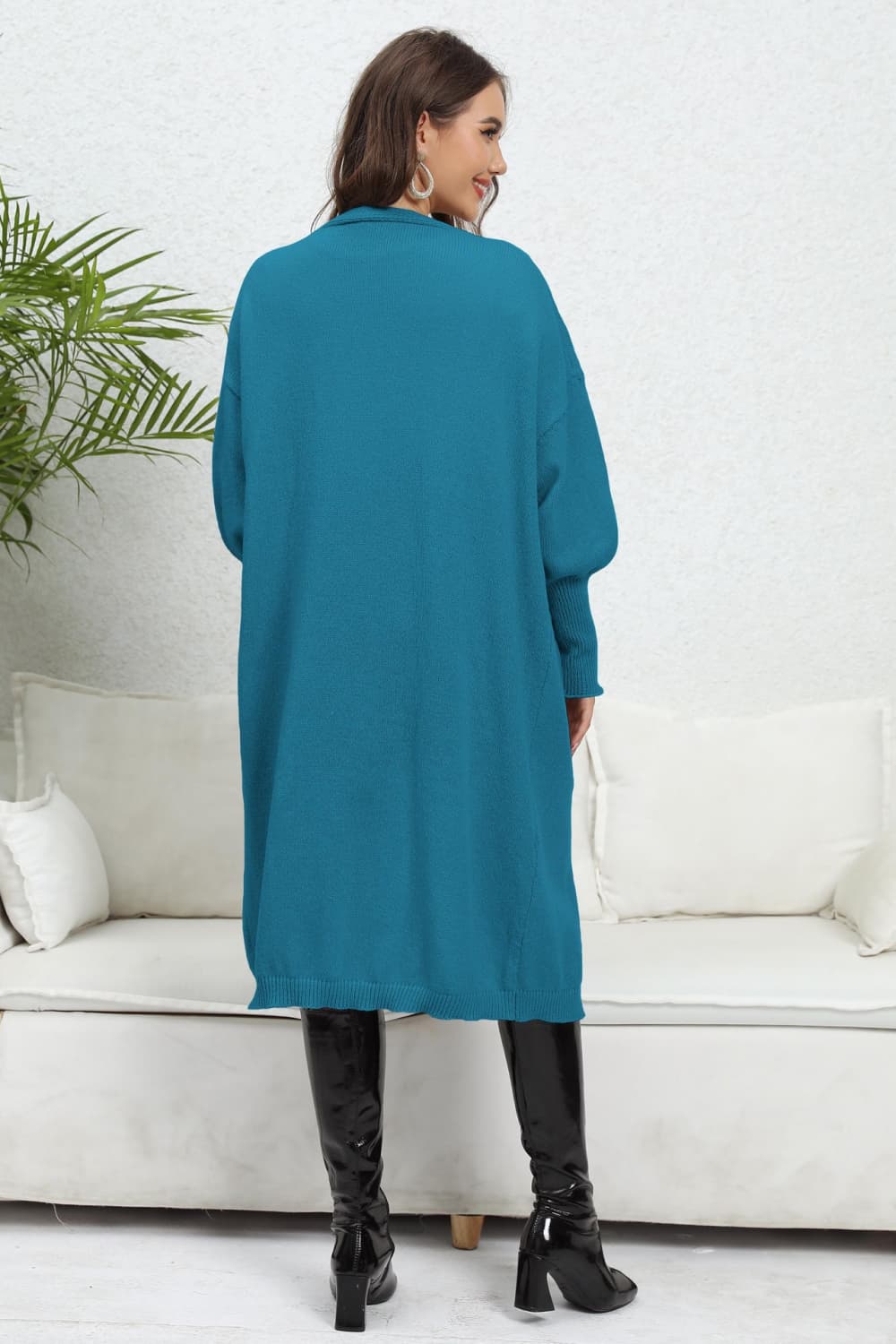 Ladies Open Front Dropped Shoulder Cardigan