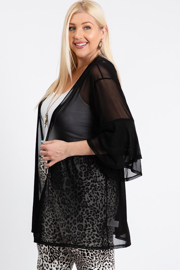 Women's Ruffle Sleeve Open Cardigan