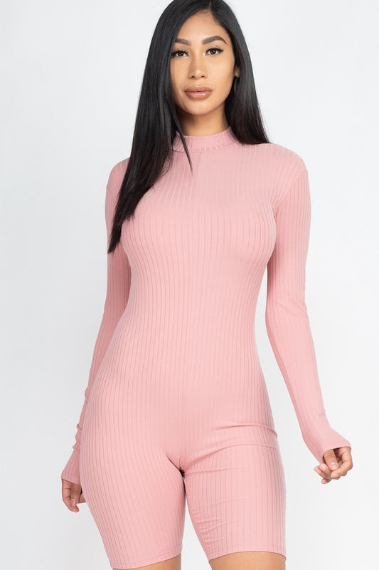 Ladies Pink Knit Romper Short