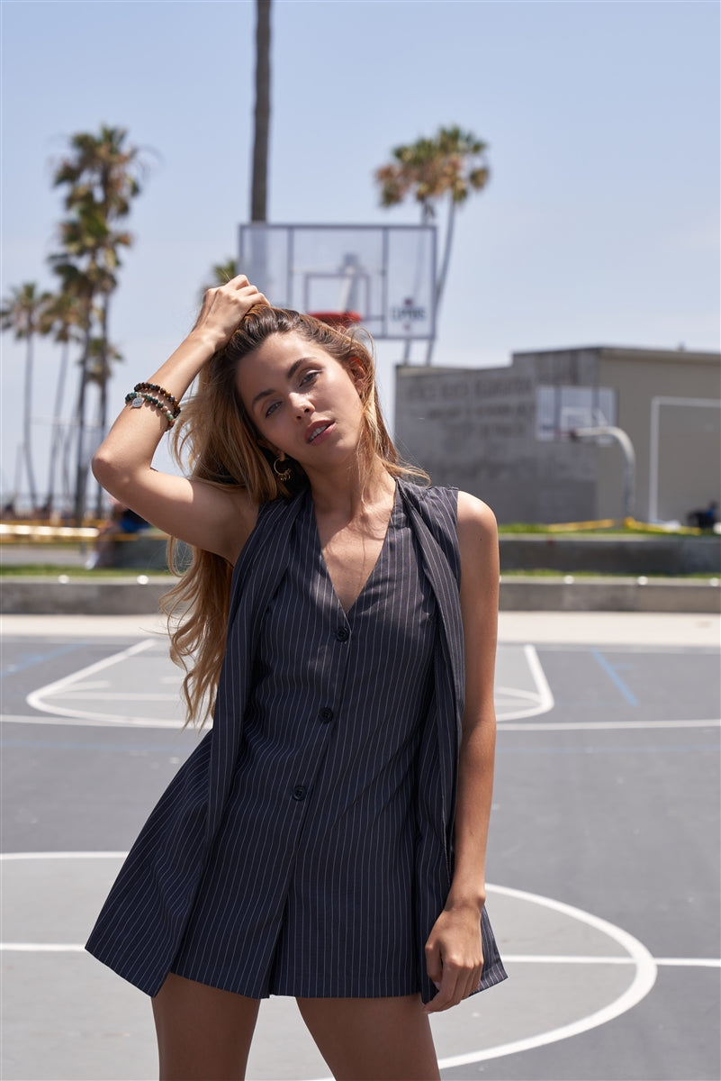 Women's Button Down Shorts Sleeveless Romper