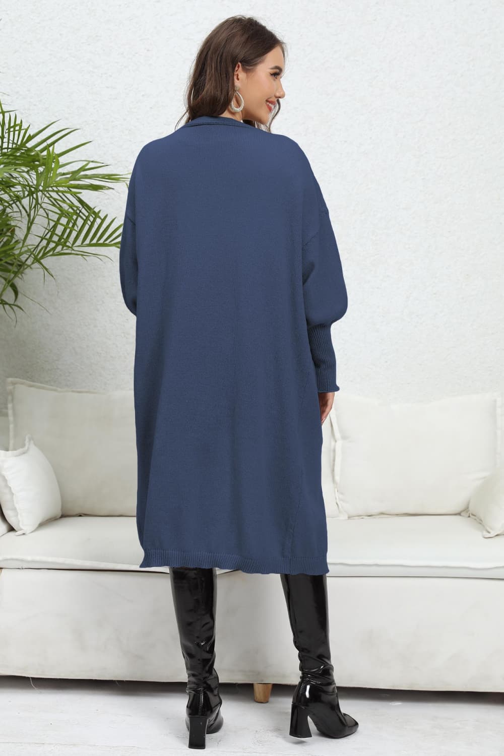 Ladies Open Front Dropped Shoulder Cardigan
