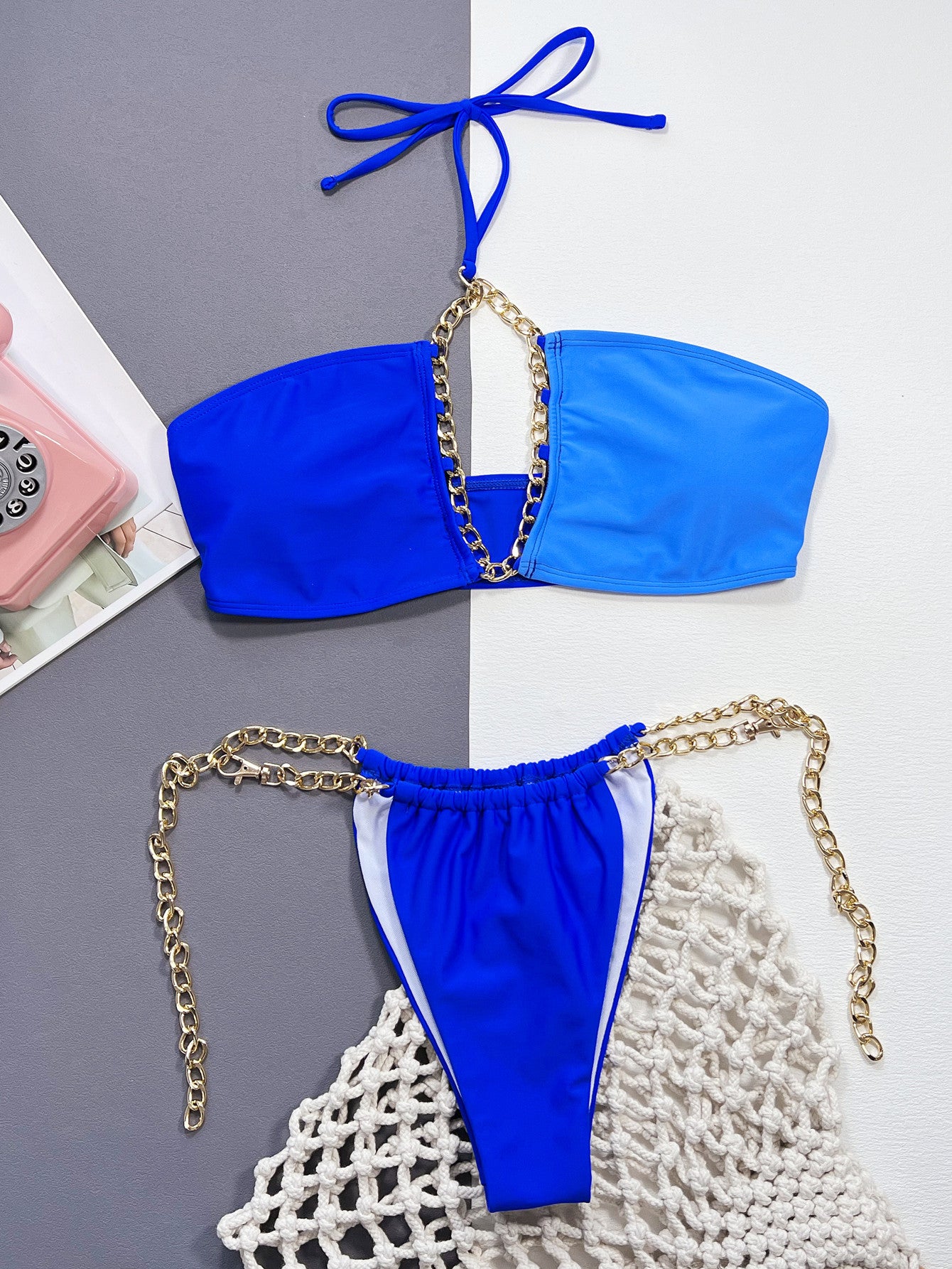Close-up of Chain Detail on Halter Neck Bikini