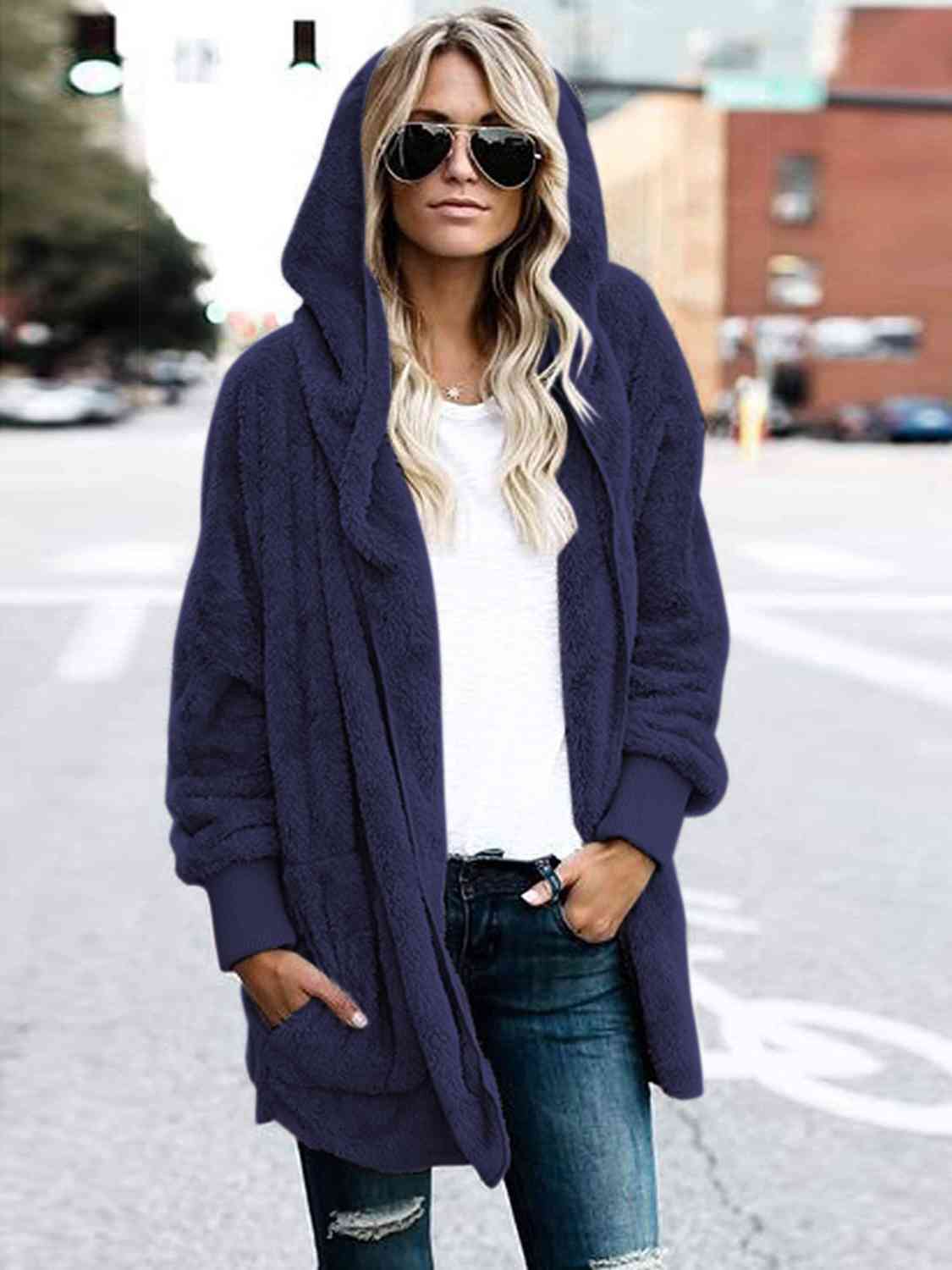 Ladies Luxuriously Soft Hooded Teddy Jacket