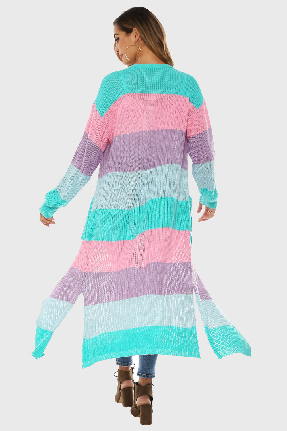 Women's Color Block Pocketed Cardigan