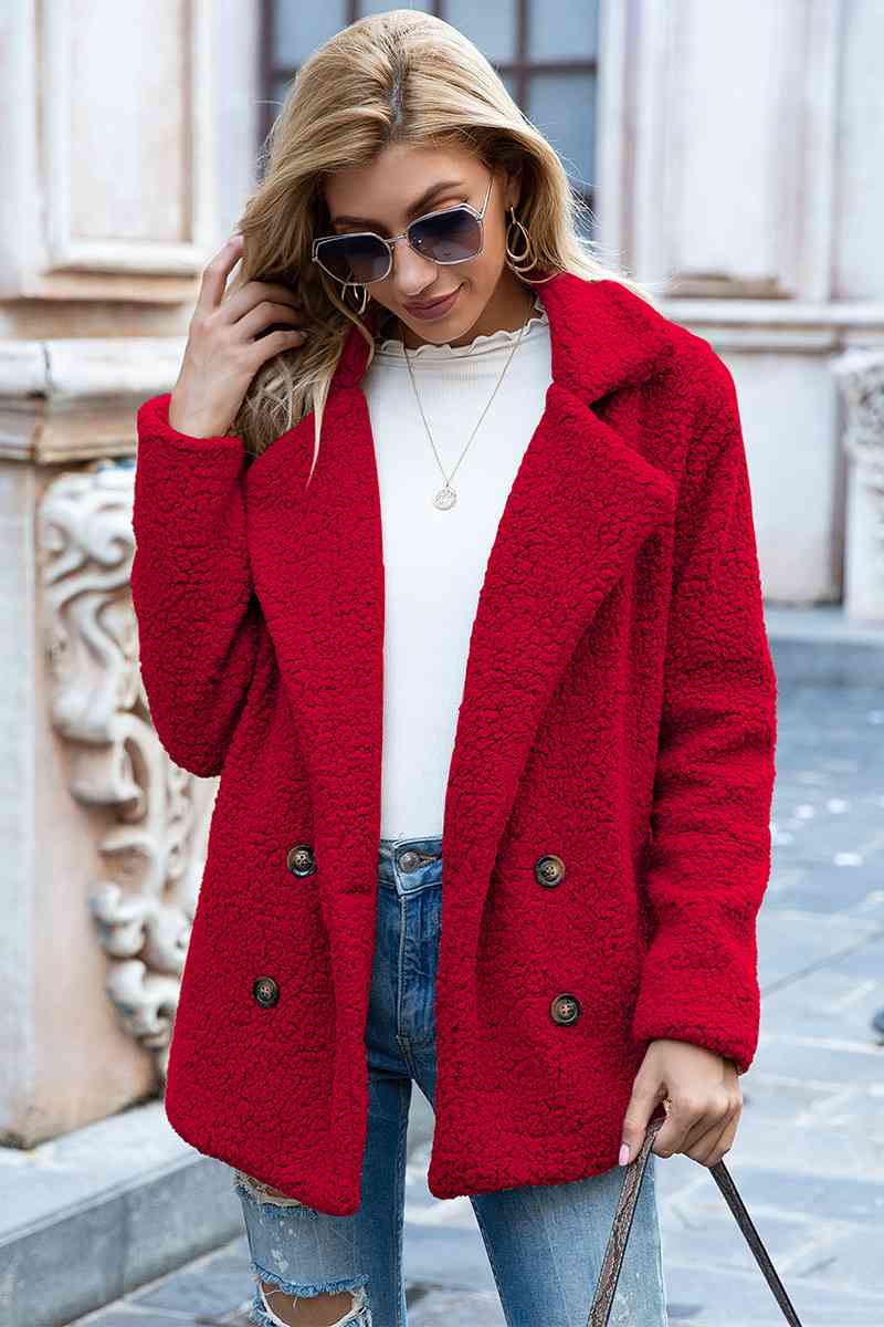 Chic Lapel Collar Sherpa Coat