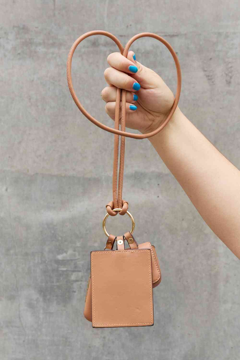Fabulous Brown Women's Vegan Leather 3-Piece Lanyard Set back view