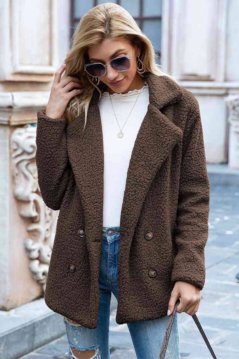 Chic Lapel Collar Sherpa Coat