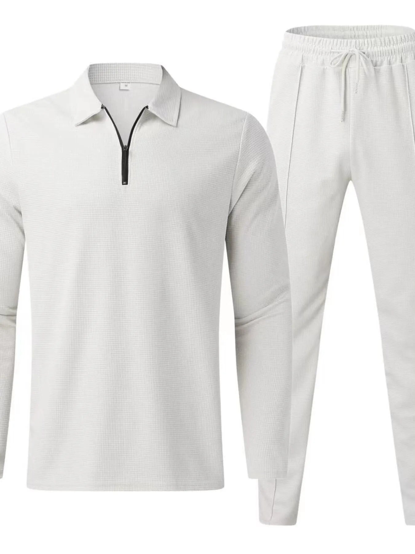 Men's white Casual Lounge Wear Top and Pants Set 