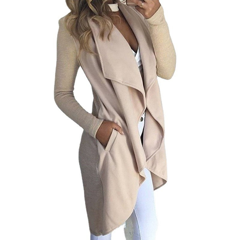 Sleek Silhouette: Polo Collar Slim Fit Long Trench Coat in Timeless Hues